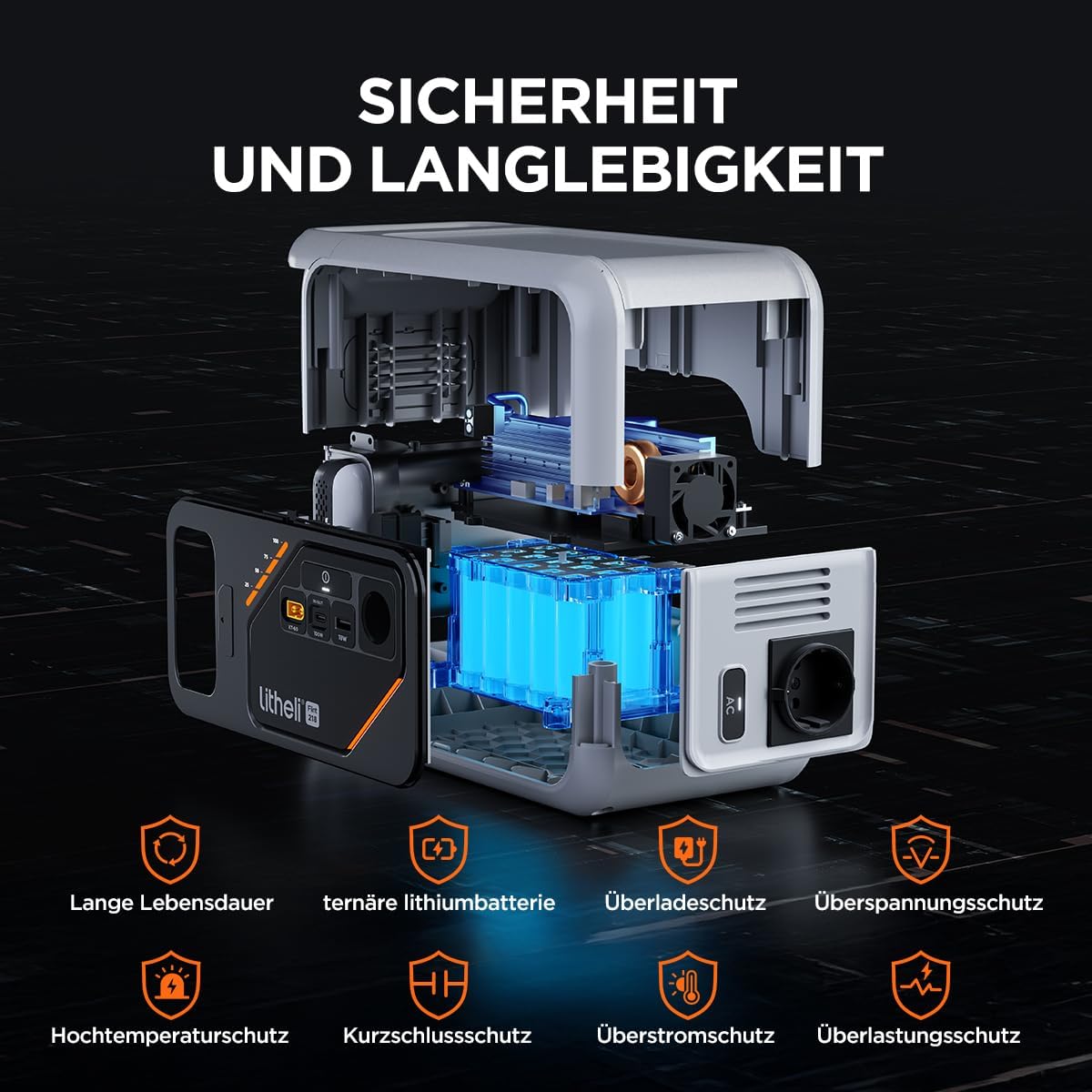 Litheli Tragbare Powerstation Flint 218, 216Wh LiFePO4