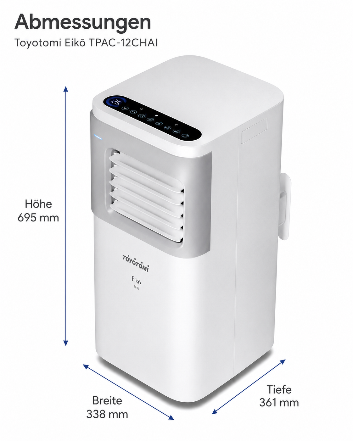 Toyotomi Mobiles Klimagerät 12000 BTU mit Heizfunktion & WLAN Funktion TPAC-12CHAI R290